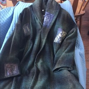 Bluefish green plaid wool coat